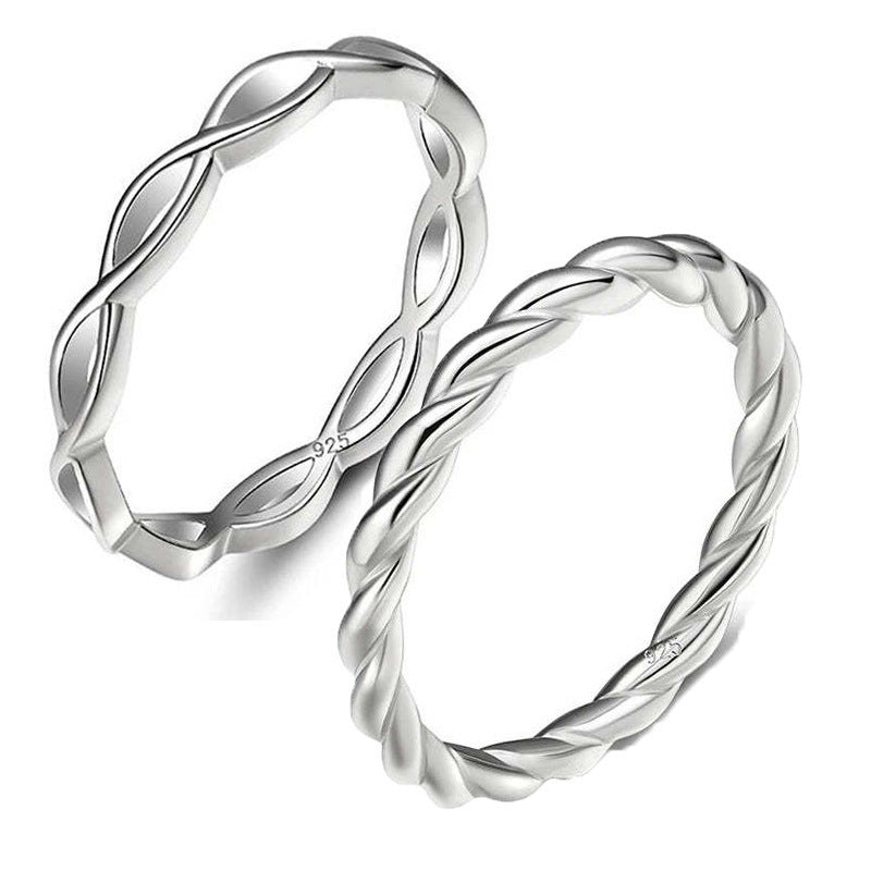 Simple Silver Jewlary Cross Twist Ring
