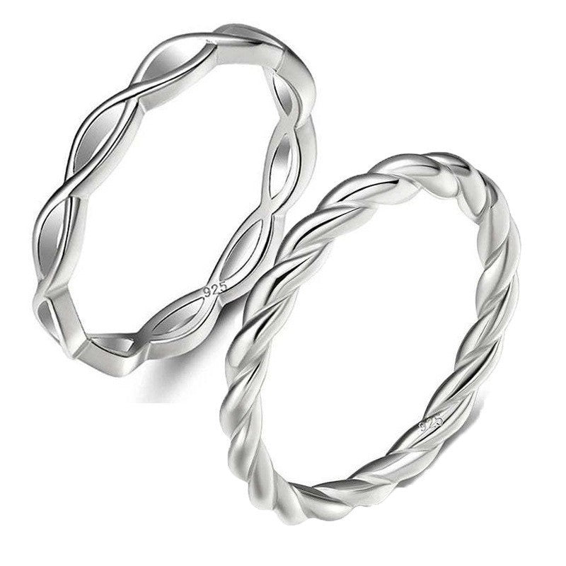 Simple Silver Jewlary Cross Twist Ring