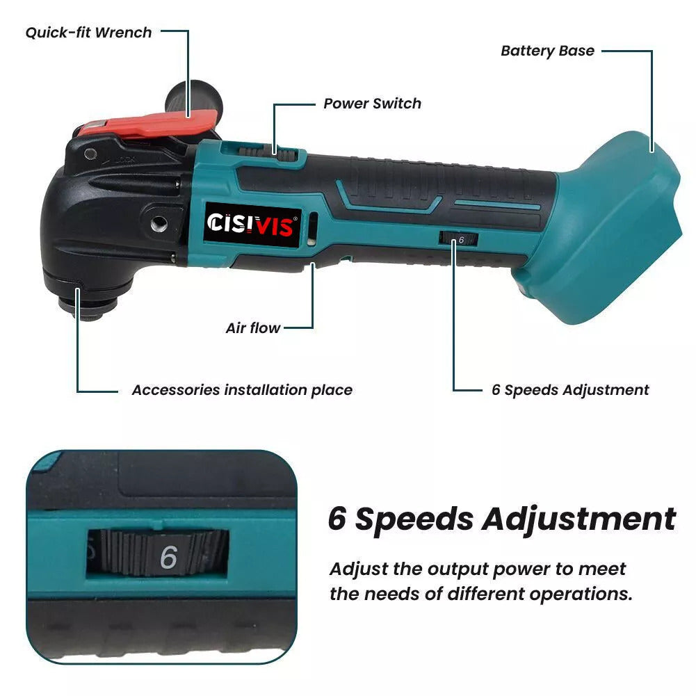 Oscillating Multi-Tool For Makita 18V Battery Versatile Cordless Sander With Sawing, Sanding And Cutting Functions No Batteries Or Chargers Required